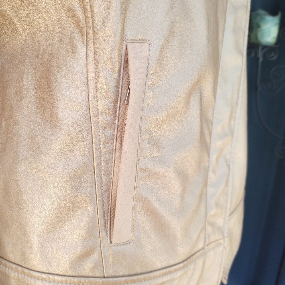 Metallic faux leather & faux suede moto jacket - Picture 6 of 16